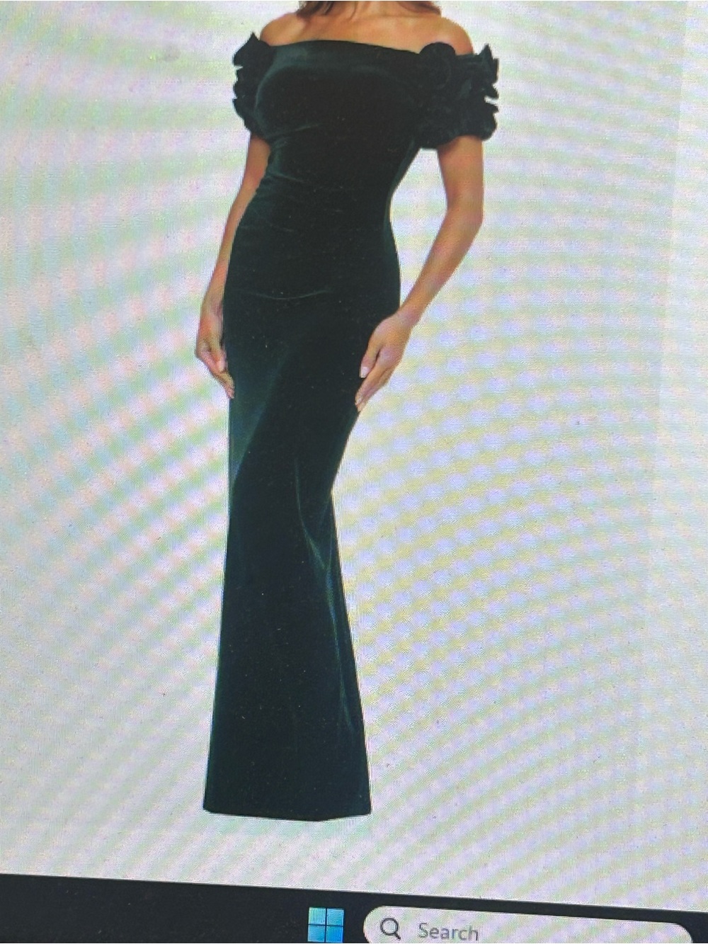Xscape Off-Shoulder Forest Green Velvet Gown Size 10